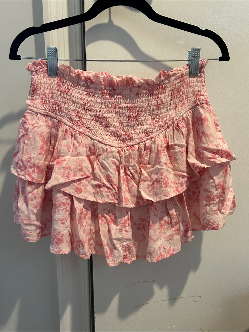 Altar'd State Soft Pink Floral Smocked Mini Skirt size M